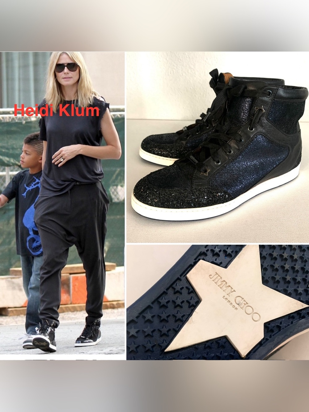 Authentic Jimmy Choo TOKYO Hi Top Glitter Sneakers